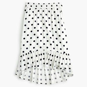 J.Crew Pull On Midi Skirt Black White Polka Dot Ruffle 3X